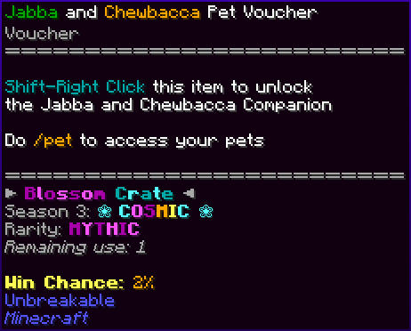 Jabba and Chewbacca Pet Voucher