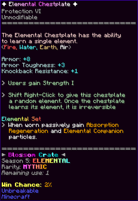 ✦ Elemental Chestplate ✦