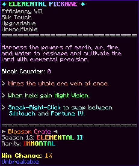 ✦ ELEMENTAL PICKAXE ✦