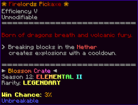 ❀ Firelords Pickaxe ❀