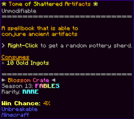 ❀ Tome of Shattered Artifacts ❀