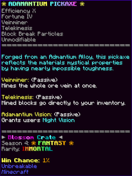 ❀ ADAMANTIUM PICKAXE ❀