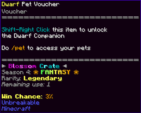❀ Dwarf Pet Voucher ❀
